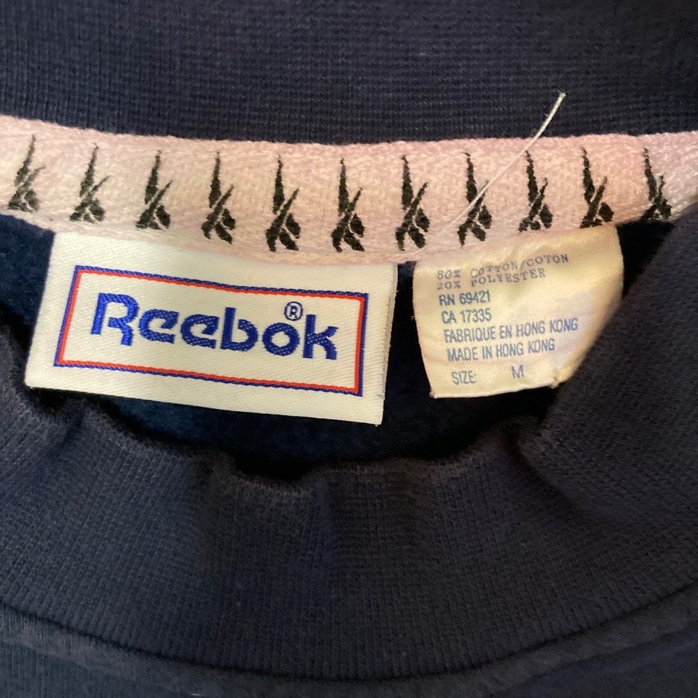 Vintage Reebok Colorblock Sweatshirt Navy Purple Mock Neck Logo Mens Medium - Picture 5 of 10